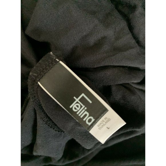 Felina Women's Sz L Soft Modal Twist Front Long Sleeves Lounge Top Tee Black - Picture 6 of 7